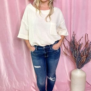 Oversized Cream Waffle Top NWOT